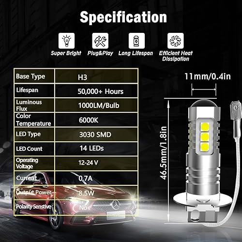 Vista 6 de 14 Piezas 3030 Chipsets luces antiniebla Blanco Xenón