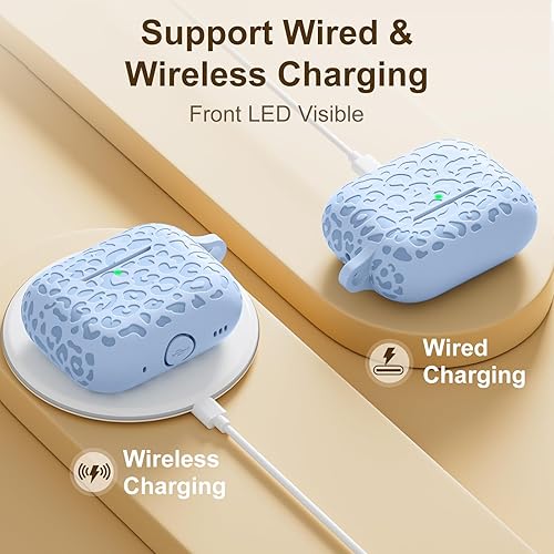 Vista 101 de Funda para Airpods de 2ª y 1ª, silicona suave, leopardo, compatible con Apple AirPods de 2ª/1ª generación de carga con llavero, a prueba de golpes