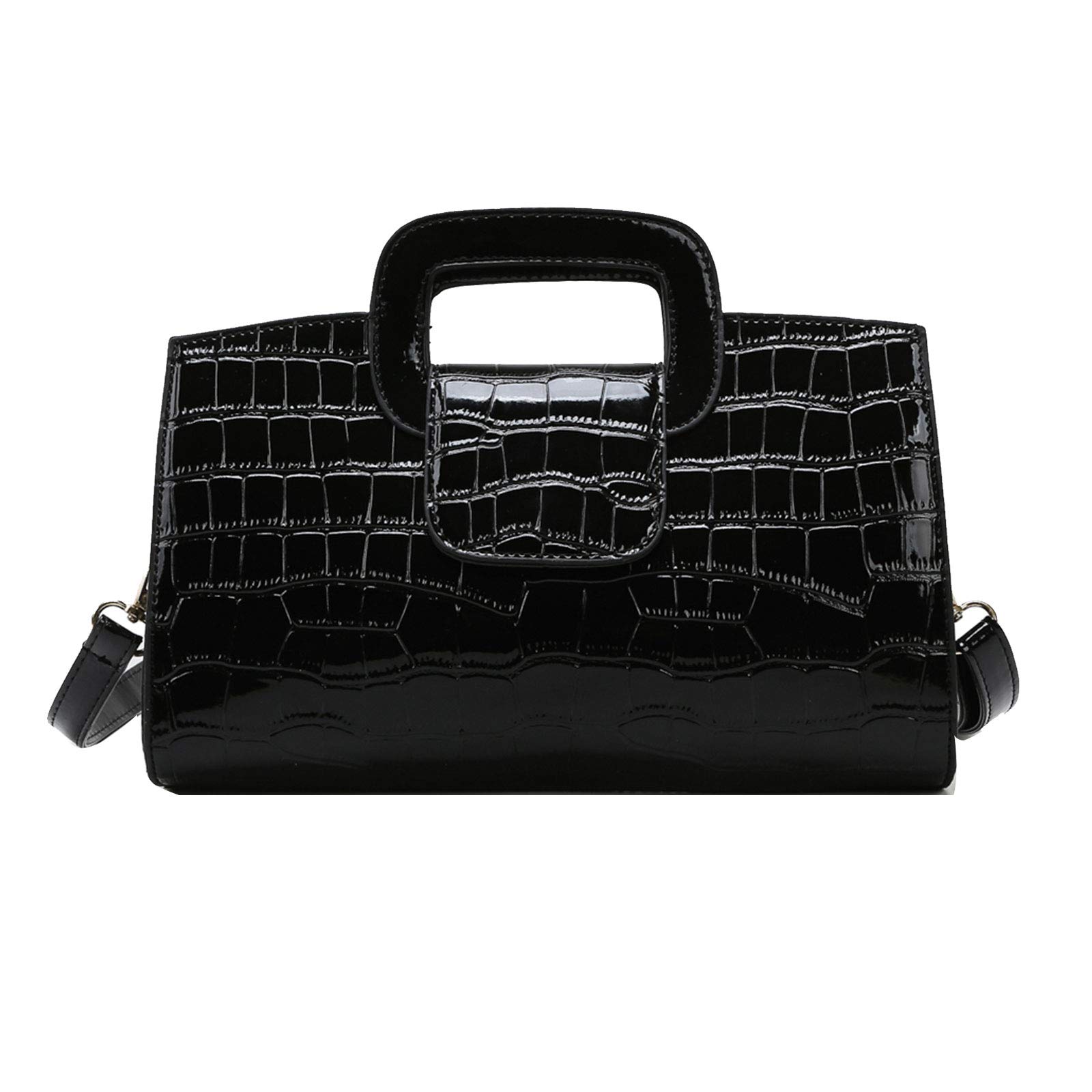 Milya Bolso de mano de piel vintage para mujer, bolso de mano, bolso de mano, bolso de noche, bolso de hombro con correa para el hombro, Piel de color negro., Einheitsgröße