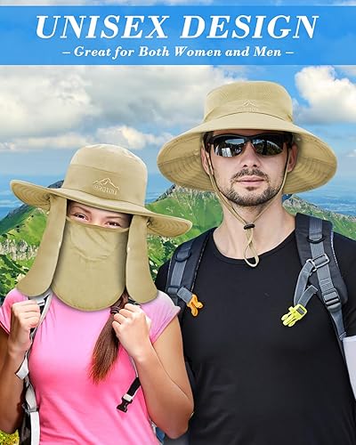 Miniatura 2 de BROTOU Sombrero de pesca con protección solar UPF 50+ de ala ancha para exteriores, sombrero de sol con solapa para cara y cuello para hombres y