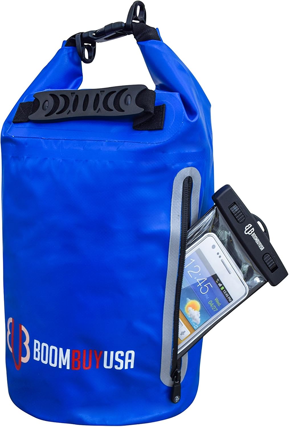 Waterproof Dry Bag Dual Adjustable shoulder Strap with Handle and a Reflective Trim with an Outside & Inside Pocket Includes an additional Waterproof Phone case Ideal for all outdoor creation Blue 20L