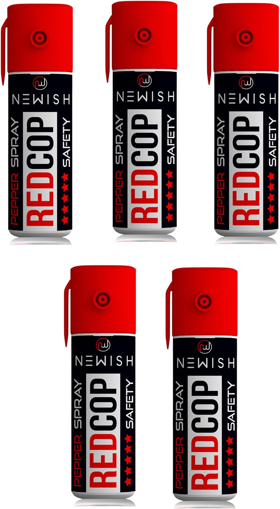 Newish Self Defence Pepper Spray for Women & Men - 55 ML (Pack of 5) | Powerful Long Range 15 ft Safety Spray for Night Travel, Commuting & Outdoor Use | Pocket-Sized, Quick-Action, Legal