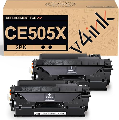 v4ink 2PK - Cartucho de tóner compatible con HP 05X CE505X, tinta negra, alto rendimiento, para uso en impresoras HP P2055dn P2055 P2055D P2055X HP