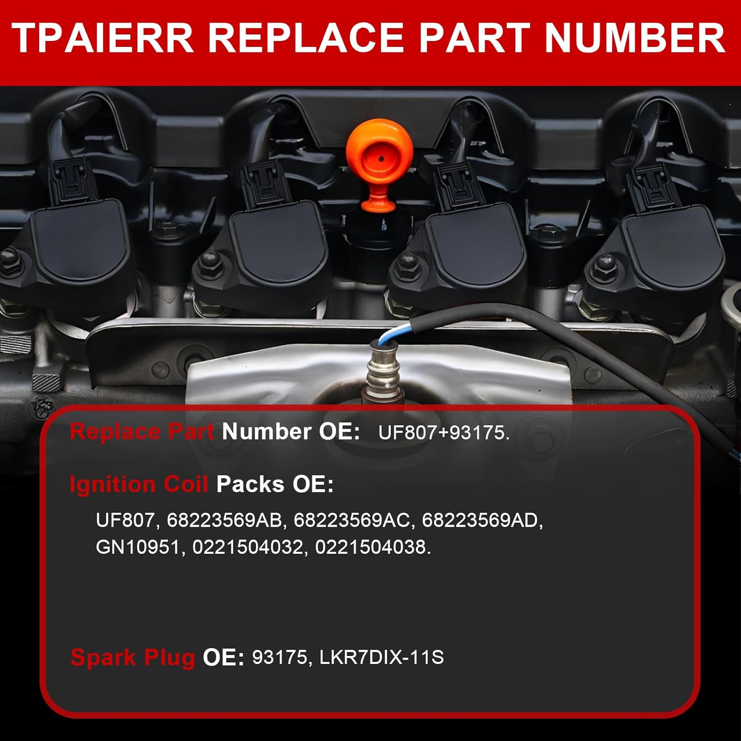 UF807 & 93175 Ignition Coil Pack and Iridium Spark Plugs Set of 6 OEM Automotive Compatible with Chrysler Pacifica/Dodge Durango/Jeep Grand Cherokee Wrangler/Ram 1500 3.6L V6 68223569AB