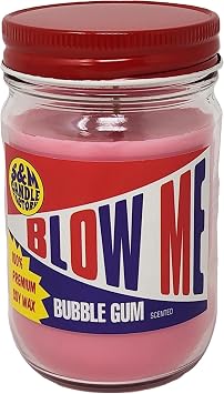 Blow Me Candle  Bubblegum Scented Candle  Funny Candle  Gag Gift  All Natural Premium Soy Candles  12oz Jars Blow Me