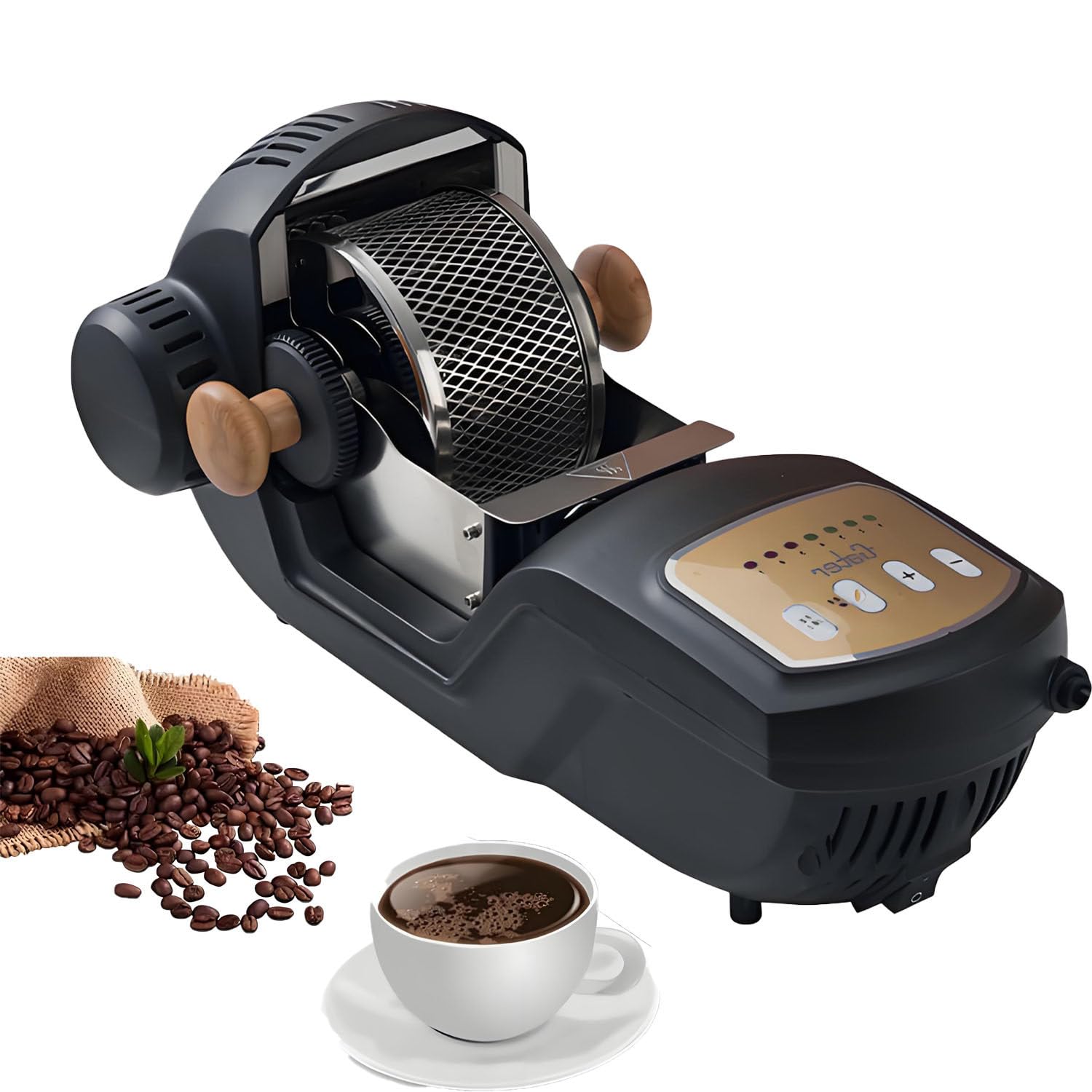 AiODiO 1500w Electric Automatic Bean Machine，Electric Coffee Bean Roaster Machine, With 7-Stage Temperature Control,130-300g Capacity，for Home Baristas
