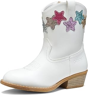 GINNI Toddler Cowboy Boots Cowgirl Boots for Girls Little Kids Western Booties with Side