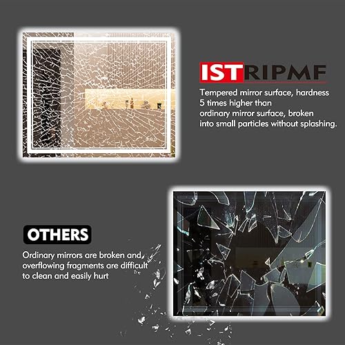 Miniatura 188 de Espejo de baño LED de 40 x 32 pulgadas, luz frontal y retroiluminada, antiniebla, regulable, espejo de tocador iluminado con memoria, espejo LED