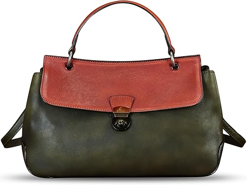 Bolsos y bolsos de cuero genuino para mujer, bolsos de cuero vintage, bolso bandolera con correa