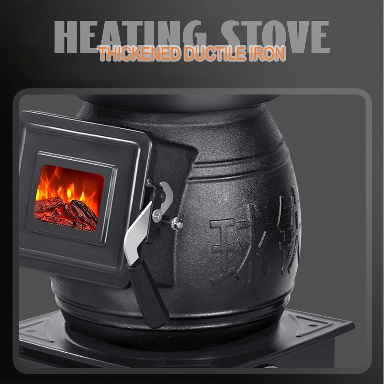 Stufa a legna per interni in ghisa resistente, con finestra di visualizzazione del fuoco, design compatto e portatile per campeggio, pesca e riscaldamento domestico