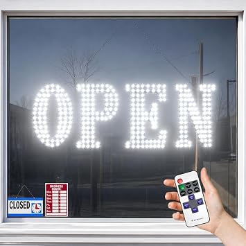 30 x 10" LED Open Sign for Business with Remote Control, Ultra Bright White Open Signs, Adjustable Brightness & Speed - 14 Modes, For Storefront, Window, Bar Store, Office, Hotel