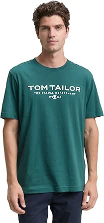 Tom Tailor Herren T-Shirt aus Baumwolle mit Logo-Print