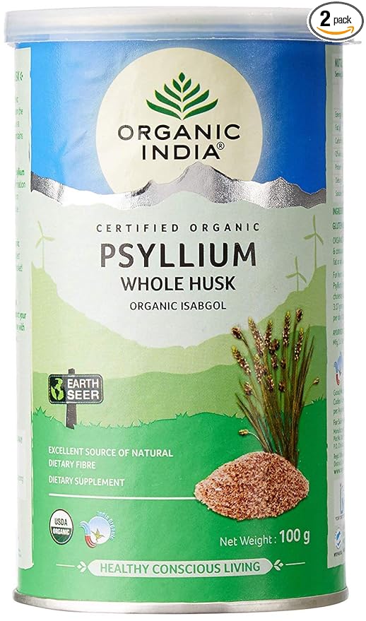 Organic India Pshyllium Whole Husk || Isabgol || 100Gm (Pack Of 2 )