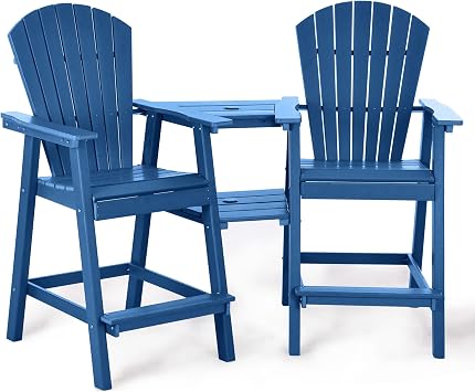NAVINE Tall Adirondack Chairs Set of 2 with Double Connecting Trays