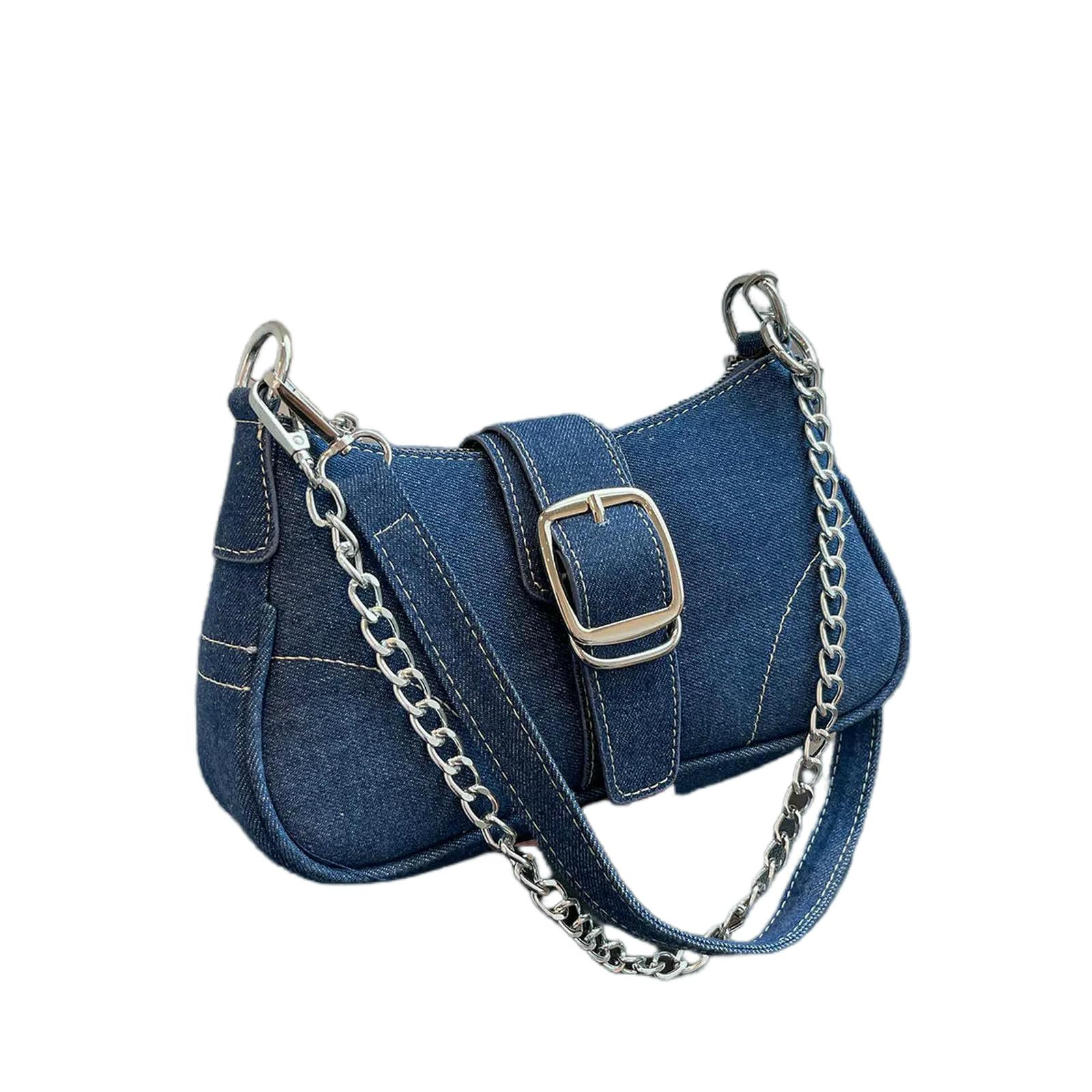 Borsa a Mano Donna Jeans dal Design Piccolo Tracolla in Tela Nuova da Donna-Blu Profondo