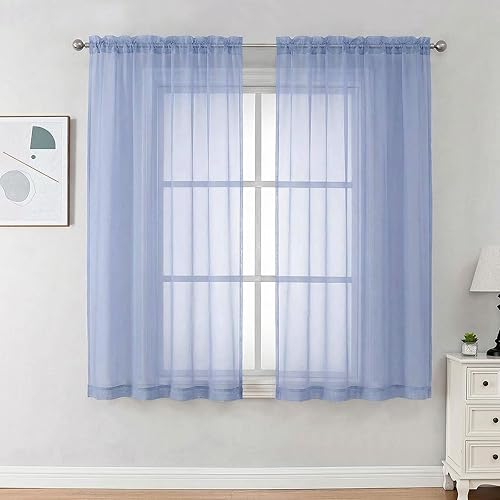 Miniatura 218 de OVZME 2 paneles de cortina traslúcidas para ventana, 96 pulgadas de largo, para dormitorio, diseño de bolsillo superior para cortinero, tratamiento