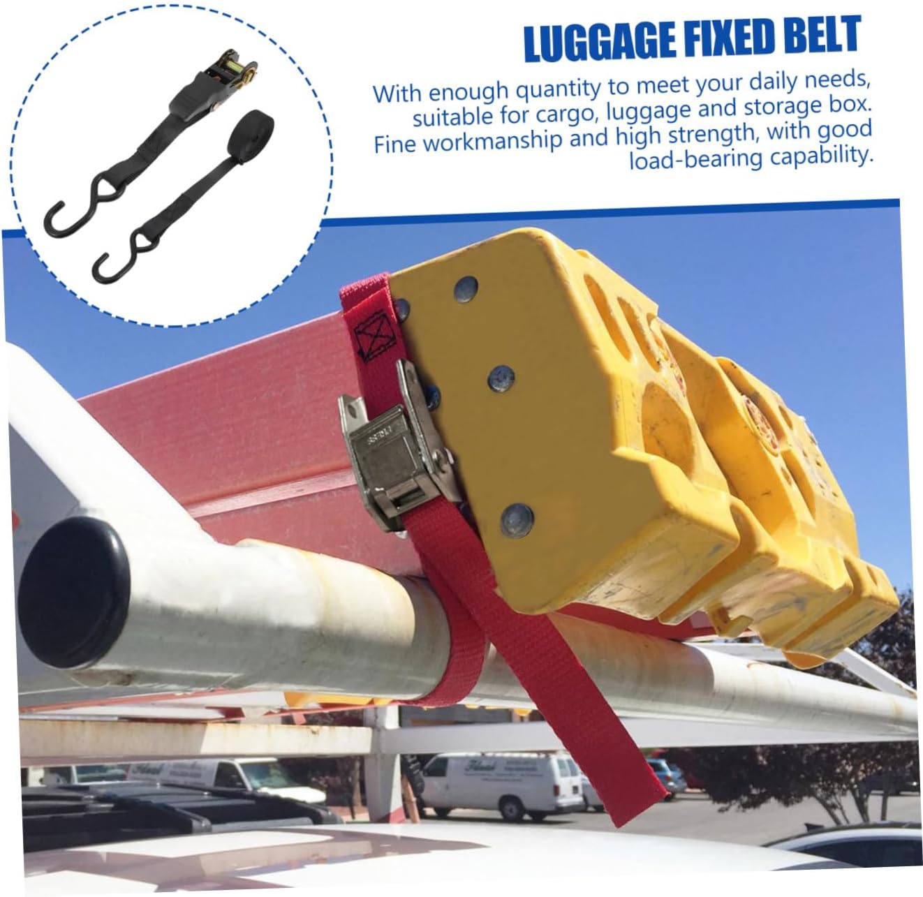 2Sets Luggage Binding Straps Heavy Duty Cargo Belt for Secure Baggage Tie Down Lightweight Durable Fixing Straps for Car and Motorcycle Transport