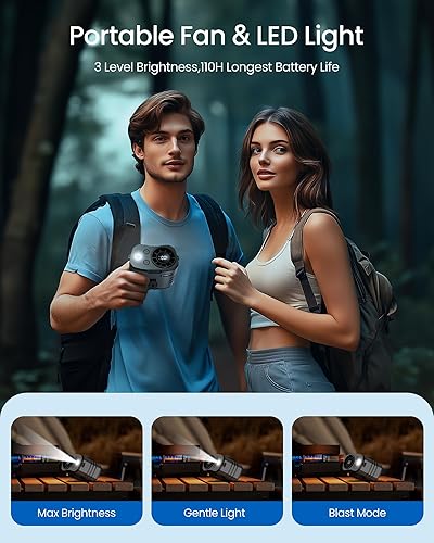 Miniatura 5 de Ventilador de cintura portátil de 10000 mAh recargable, ventilador de cinturón con clip con 10 velocidades 16000PRM fuerte flujo de aire, ventilador