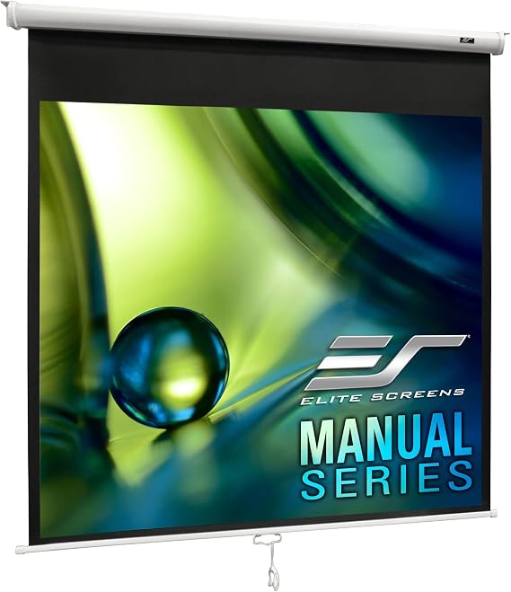 Elite Screens Manual Series, 170-INCH 16:9, Pull Down Manual Projector Screen with AUTO Lock, Movie Home Theater 8K / 4K Ultra HD 3D Ready, M170XWS1- White