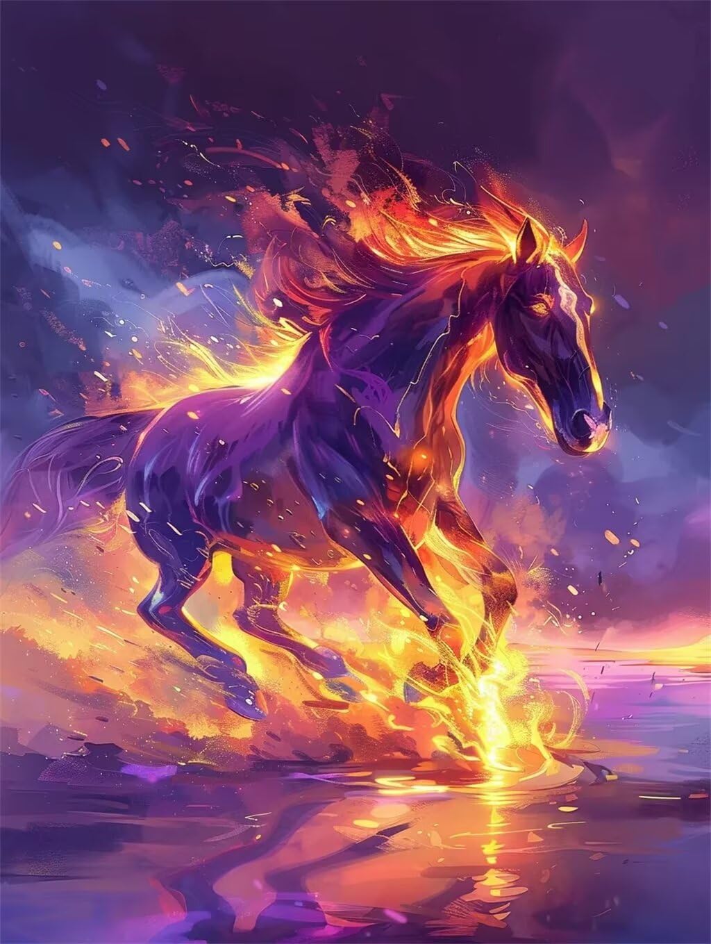 5D DIY Pintura Diamante Caballo Al Galope,Animal Diamond Painting Kit Completo,Punto de Cruz Diamante Dibujos para Niños Adultos,Diamante Pintura Kit Mosaicos Arte para Decoración Hogar 70x90cm B2435
