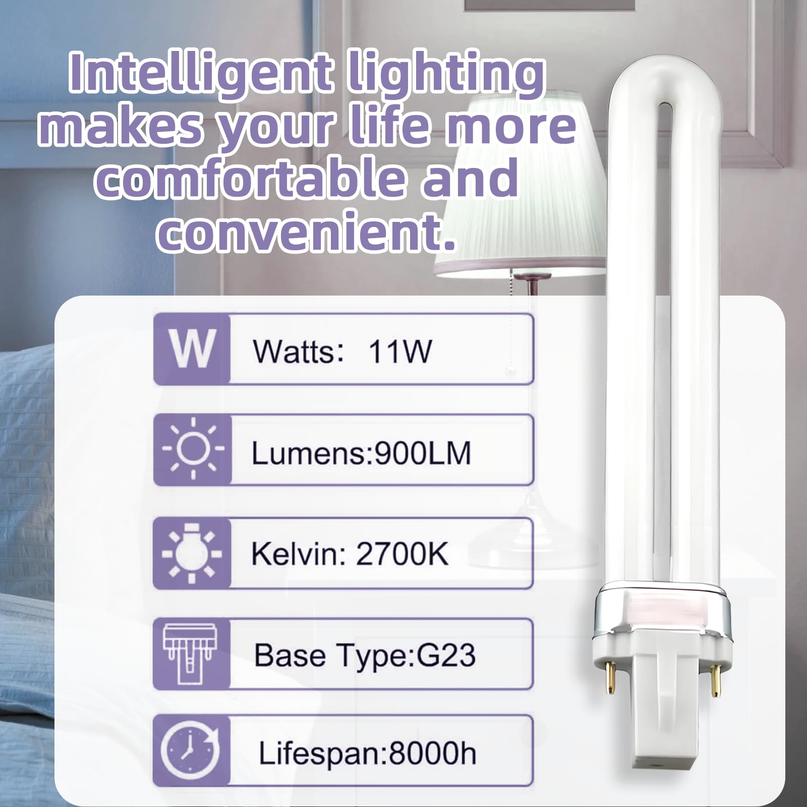 2PCS 11W G23 2-Pin Compact Fluorescent Lamp-Neutral White 4000K 900LM, 2Pin Stick Fluorescent Light Bulb - Image 3