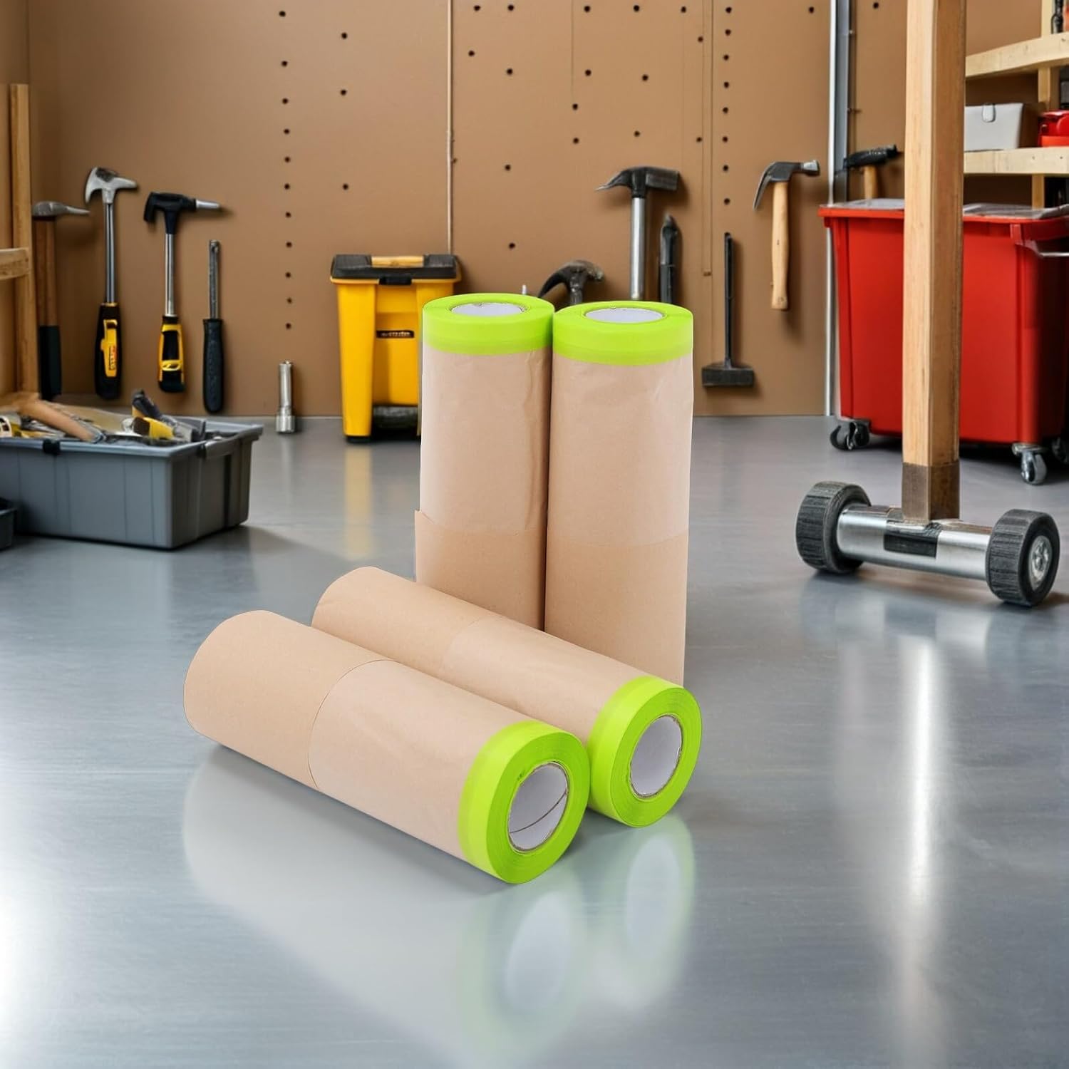 PRETYZOOM Kraft Paper Masking Roll 4pcs 30cm X 12m Dust-Proof Protective Film for Car Painting and Furniture Covering, Painters Paper Roll for Auto Body and Workshop Use