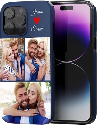 Easycosy Personalized Picture Phone Cases for 17 16 15 14 13 12 11 Pro/Max/Mini Air XR X Xs Max Dual Layer Defense Anti-Drop Anti-Scratch Protective Soft TPU Custom Photo Phone Case