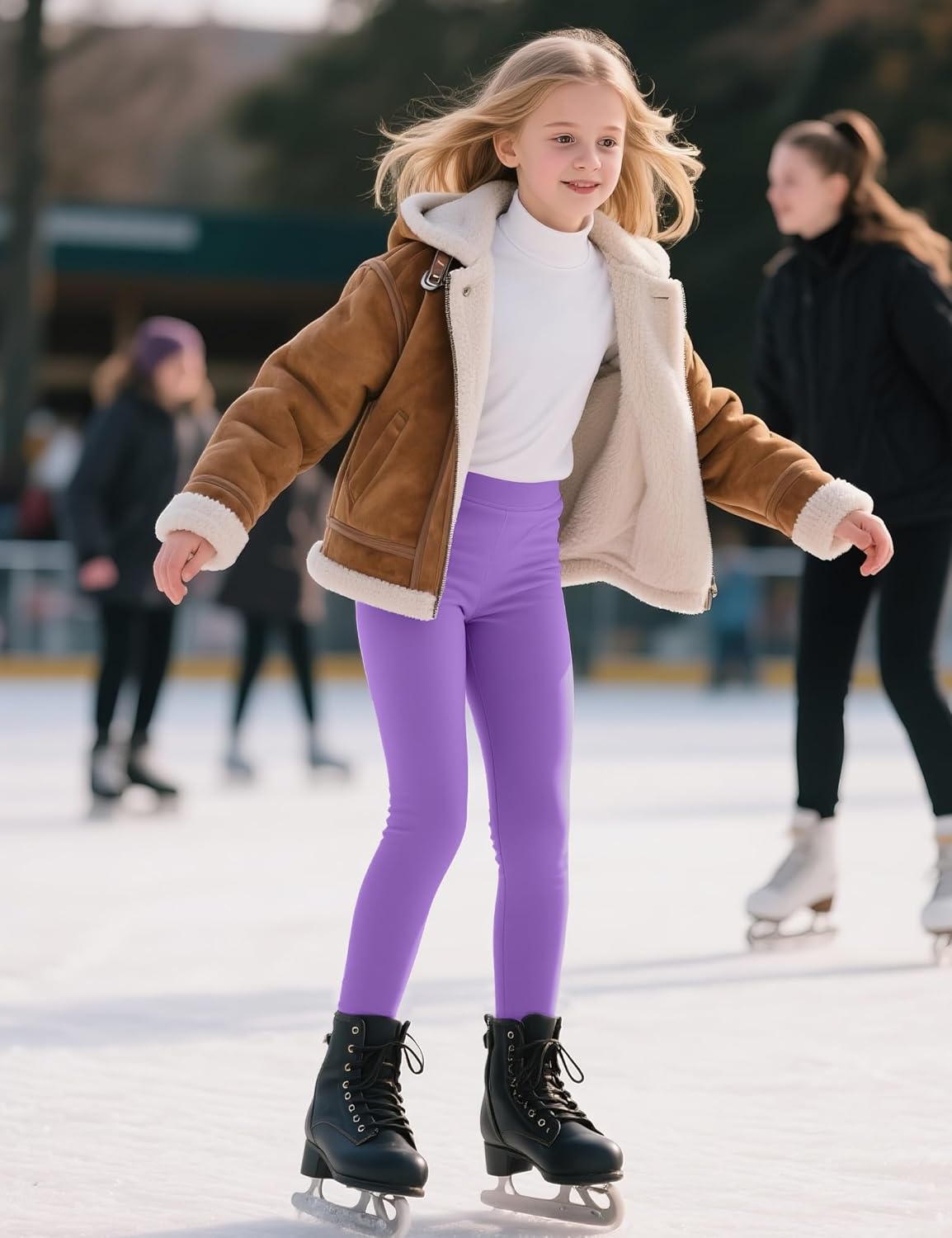 KEREDA Girls Fleece Lined Leggings Pack of 2 Winter Warm Pants Girls Clothes - Image 2