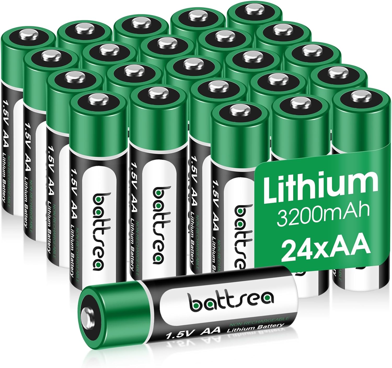 Lot de 24 piles au lithium AA 3200 mAh 1,5 V non rechargeables