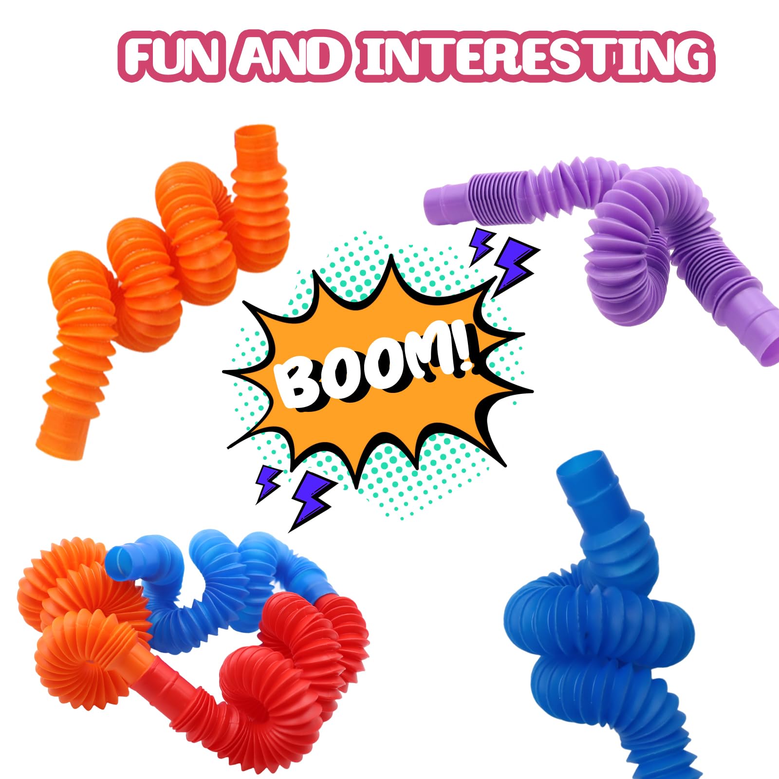 24 sztuki Pop+Tubes, mini tubki sensoryczne CONNECTION Pop Tube Toys kolorowe rurki ze stretchem zabawka Newest Pop Tubes Mini Pop Tubes dla dzieci do redukcji stresu zabawka sensoryczna