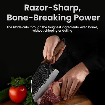 Matsato Cleaver Knife Japanese Steel Cooking Butcher Knife for Meat & Vegetables Chopping, 5.8 Inch Kitchen Knife, Kitchen Gift for Men & Women | Japanese Steel Cleaver, Butcher and Meat Knife, for Chopping Meat and Vegetables, Kitchen Knife, Cuchillo de Carne, 5.8 in