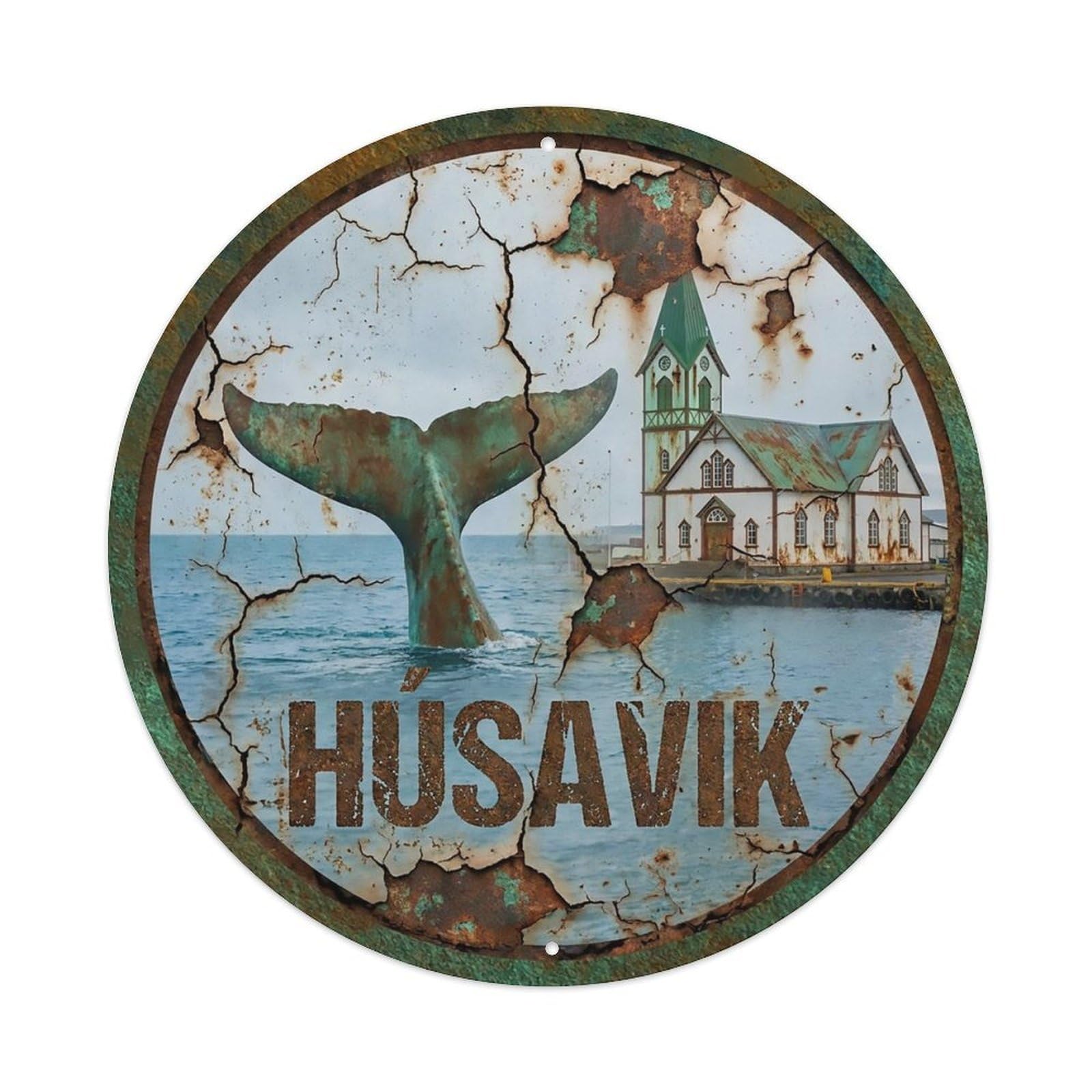 Travel Vintage Iceland Husavik Metal Tin Sign