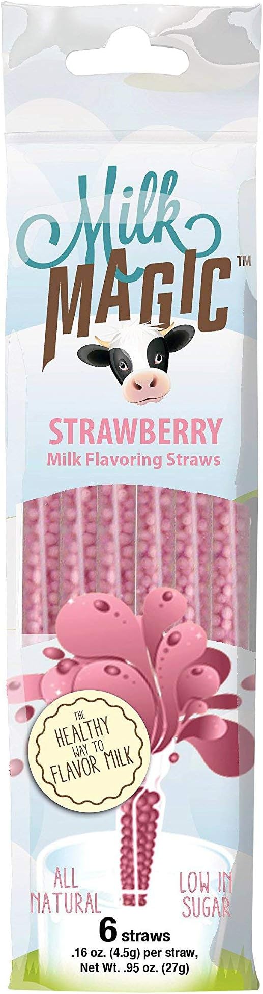 Milk Magic Milk Flavoring Magic Straws Assorted Flavors (Strawberry, 12 Count)