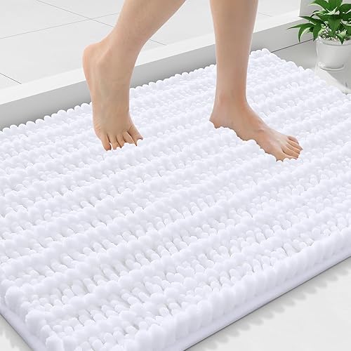 Miniatura 38 de Smiry Alfombras de Baño 24 x 16 pulgadas, Tapetes de Baño de Chenilla Extra Suaves y Absorbentes, Respaldo de Goma Antideslizante, Lavable a Azul