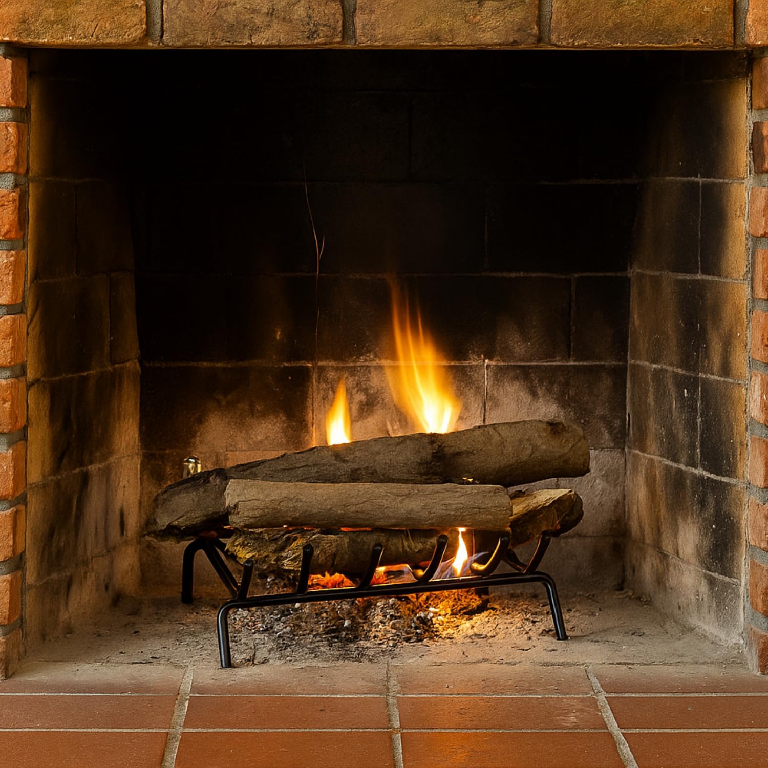 MOHOME Brucialegna per Camino in Ferro Nero Made in Italy 5 Barre Griglia 37x35x16 cm Resistente Braciere per Camino Poggia Legna Piedi Rialzati Portalegna per Caminetti Accessori Attrezzi Camino