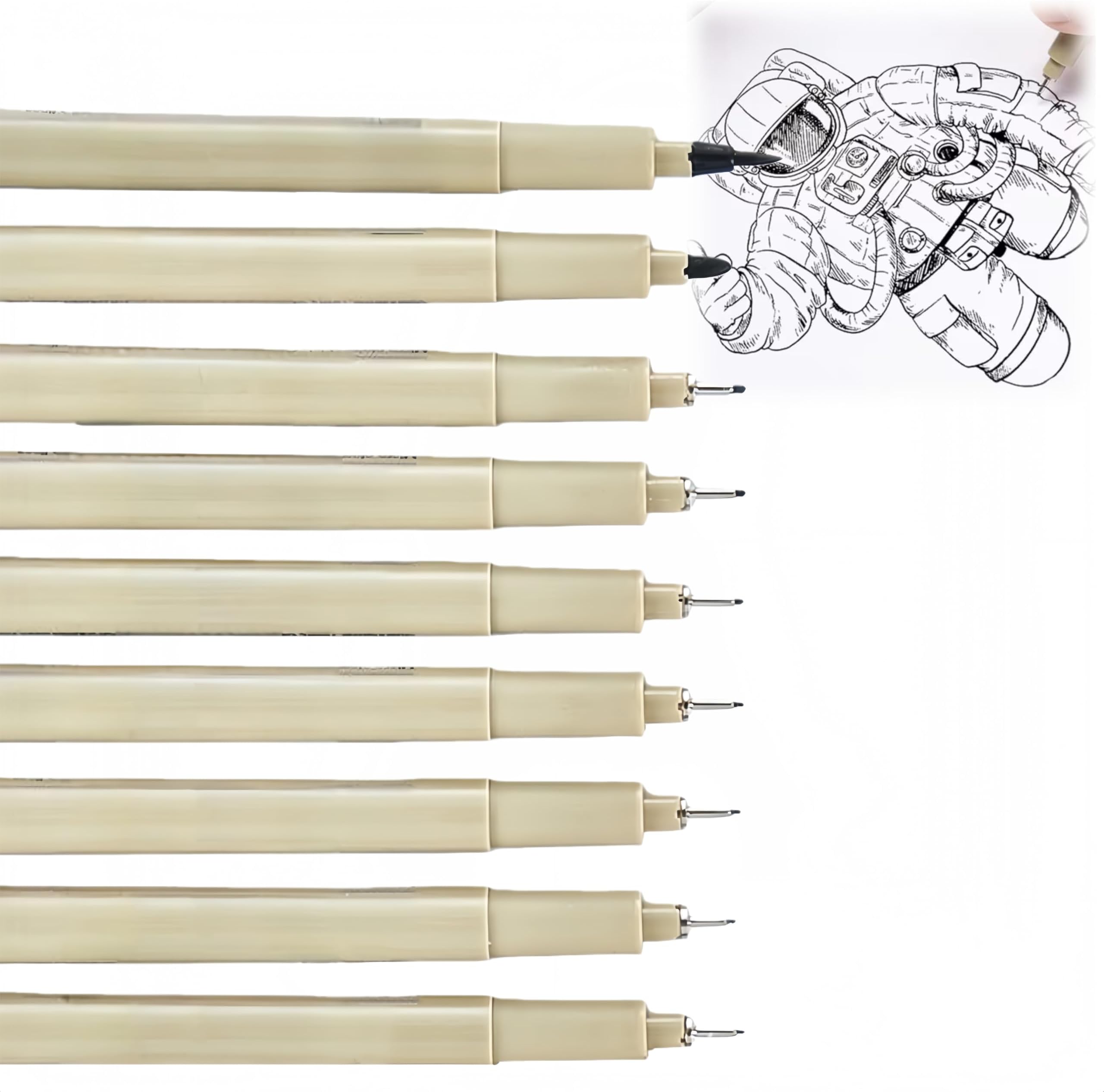 – 9 Pack Micro Fineliner Pens Black Fine Line Artist Pens - Waterproof Ink Drawing Set for Sketching,Manga Anime,Comic Art,Calligraphy - Professional Art Supplies & Gifts for Adults