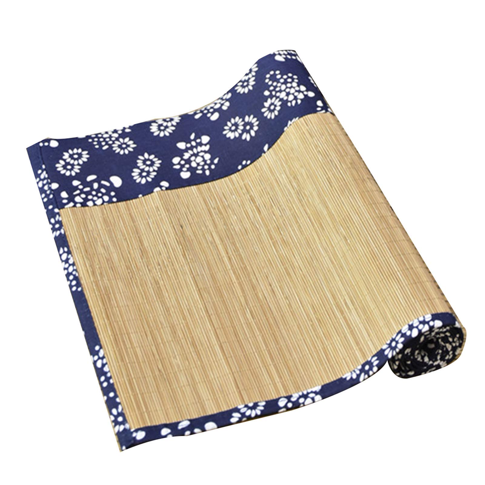 Camino de Mesa Estilo Granja, Mantel Tejido a Mano de Tela Floral Azul de Seda de bambú, Mantel Individual de Aislamiento Antideslizante para tapetes Largos de Comedor, Accesorios