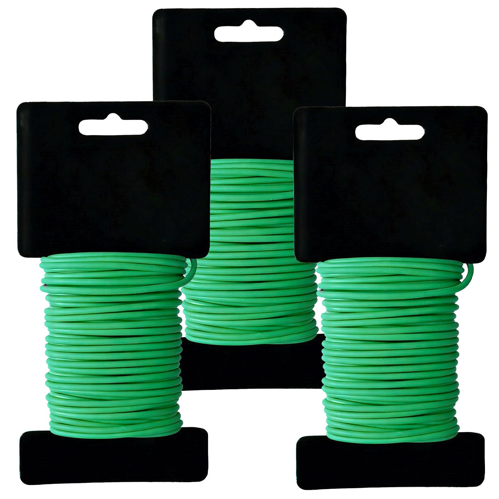 Solivive 24m Soft Plant Ties, 3.5mm Flexible Twist Ties, Plastic Coated Garden Wire for Gardening, Tomato, Vines, Plant Securing, Cable Organizing, Crafts, 3 Rolls 8m Reusable Garden Ties (Green)