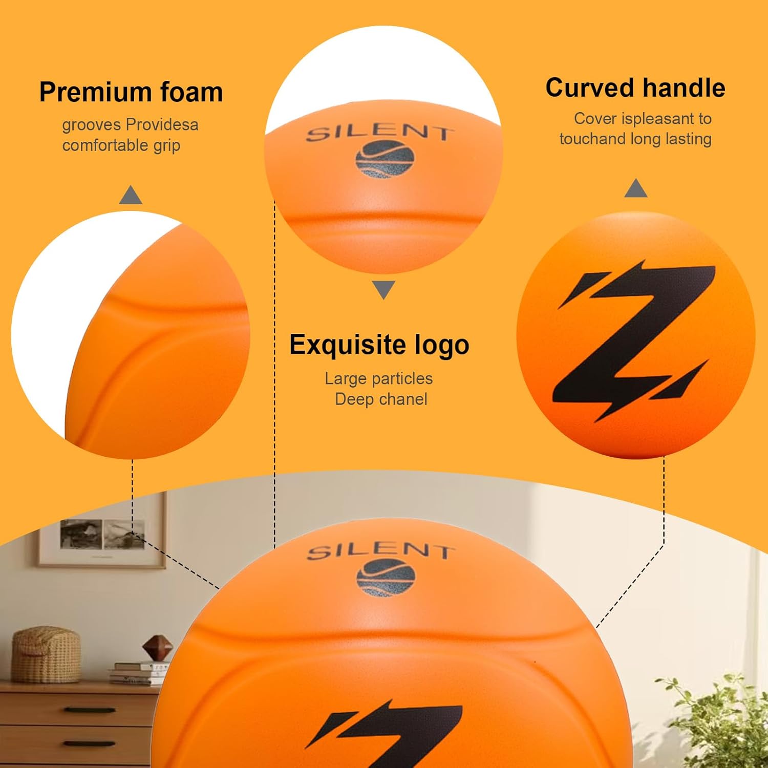 Indoor Silent Basketball (Size 7) - Silent Foam Ball, Quiet Dribbling, Safe and Reliable, Suitable for Children, Realistic Touch, 29.5-inch Durable Training Ball, new Texture Design.