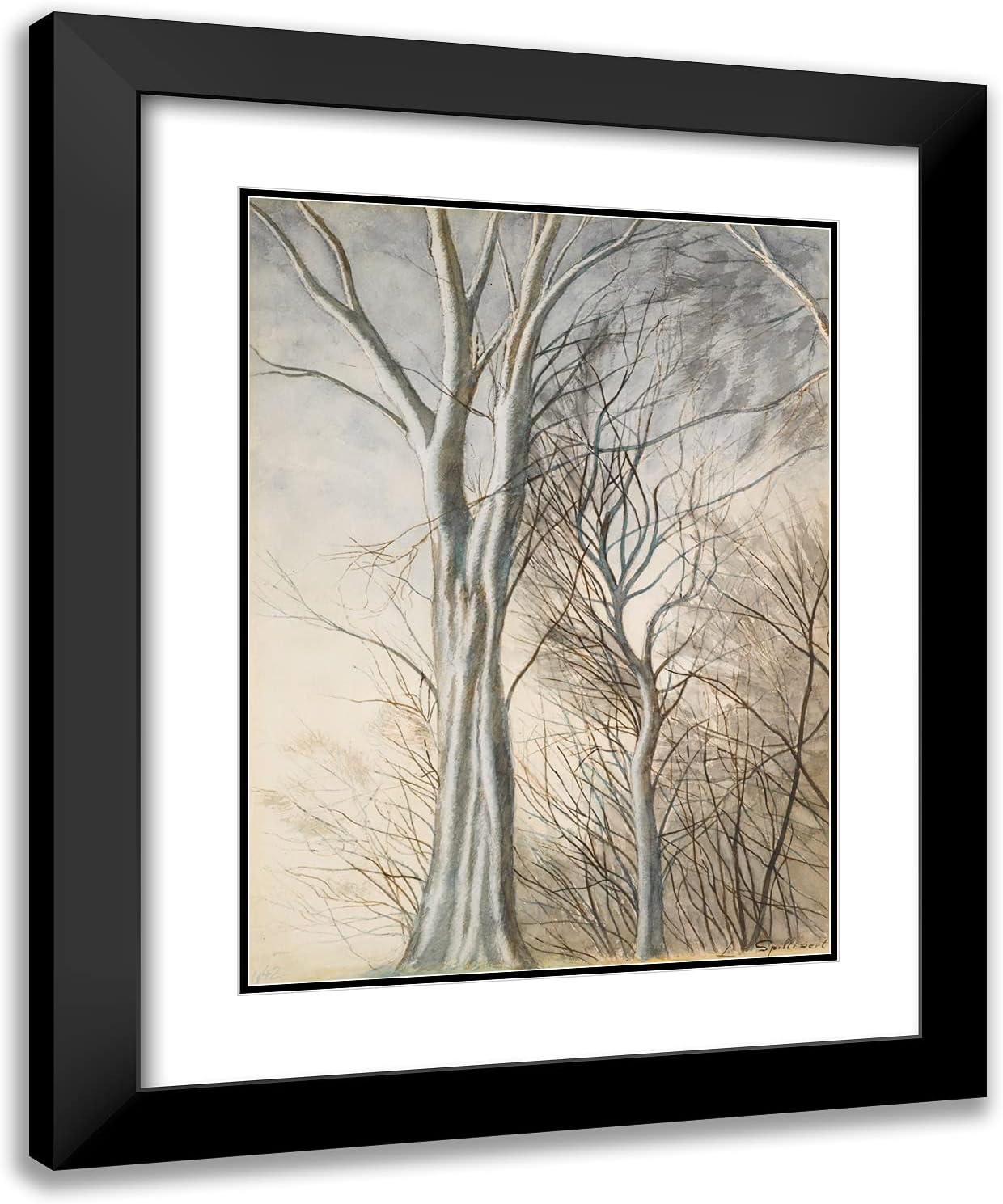 ArtDirect Spilliaert, Leon 20x24 Black Ornate Framed Art Print with Double Matting Titled: Trees IV