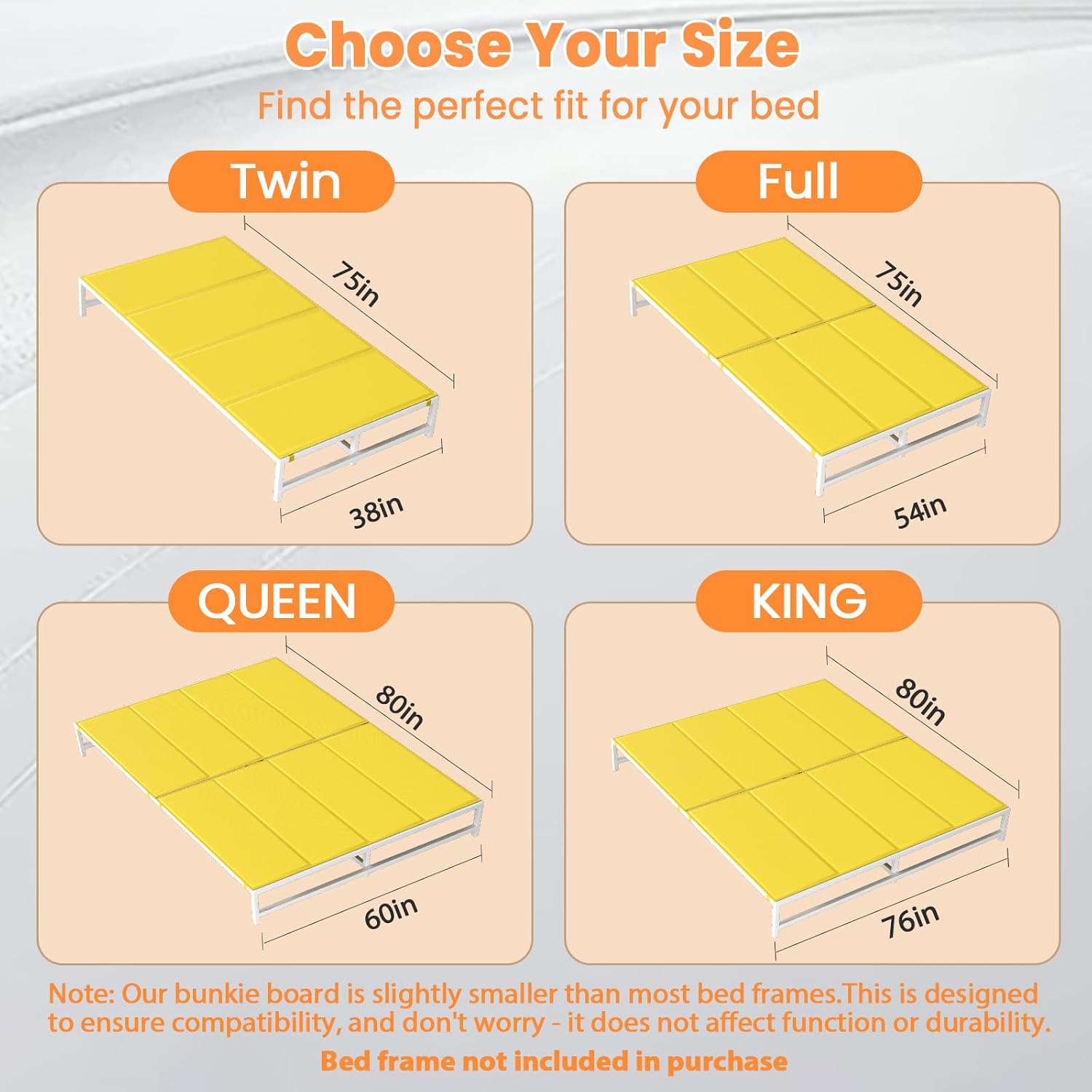 Bunkie Board Full Size (54x75)，Heavy Duty Bed Boards