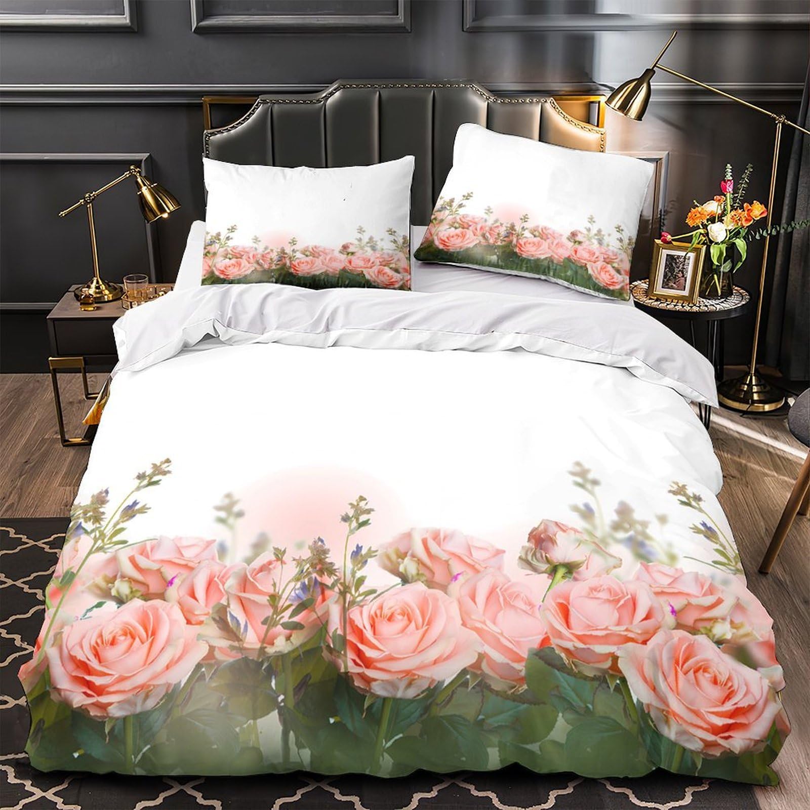 Housse de couette chouette rose 220x240cm anti-acarien et super douce pour grand lit