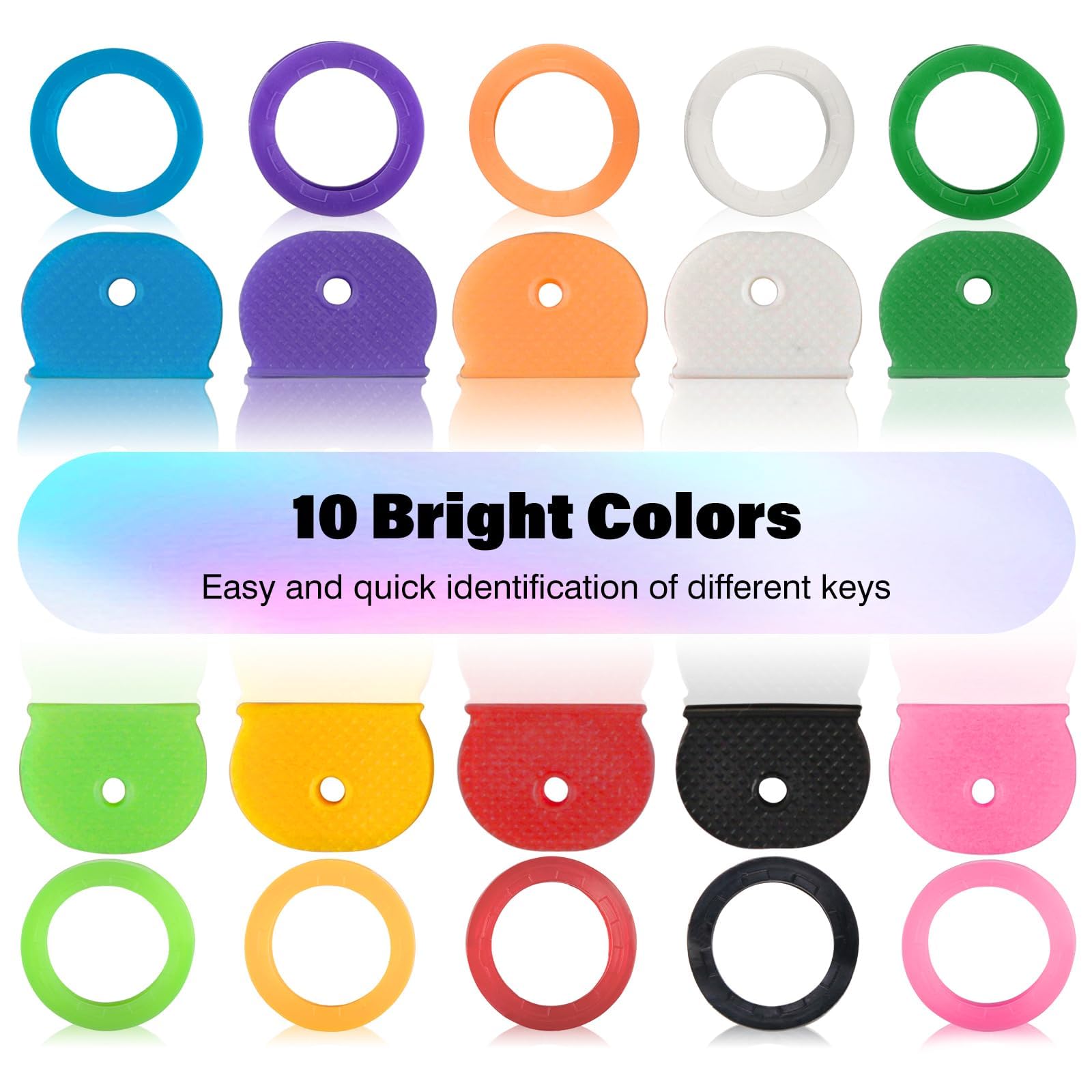 Set 24 Coprichiavi Colorati In Plastica - 10 Colori, 2 Stili, Per Chiavi Piatte Standard