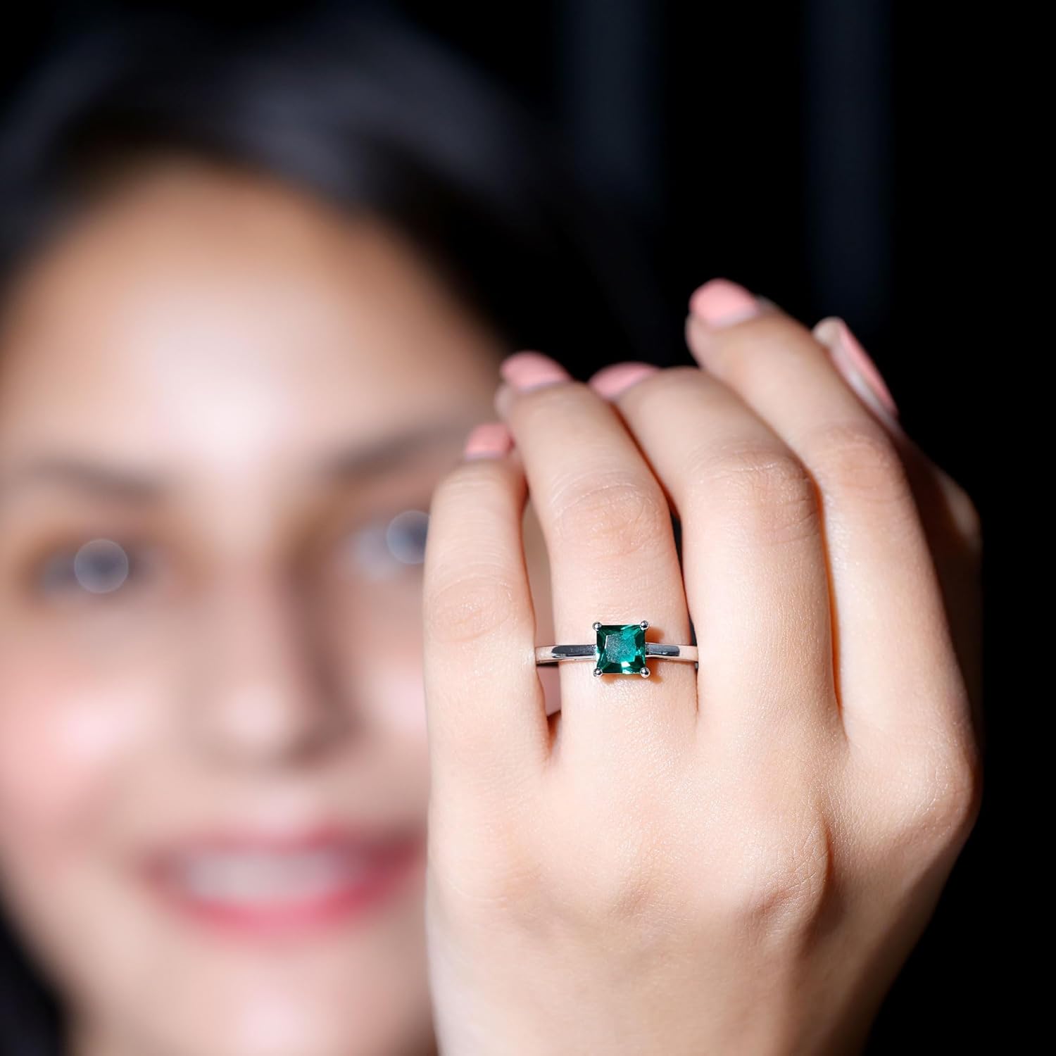 Certified 2.4 Carat Lab Grown Emerald Engagement Ring, Aaaa Quality, Princess Cut Emerald Ring - Mothers Day Gift