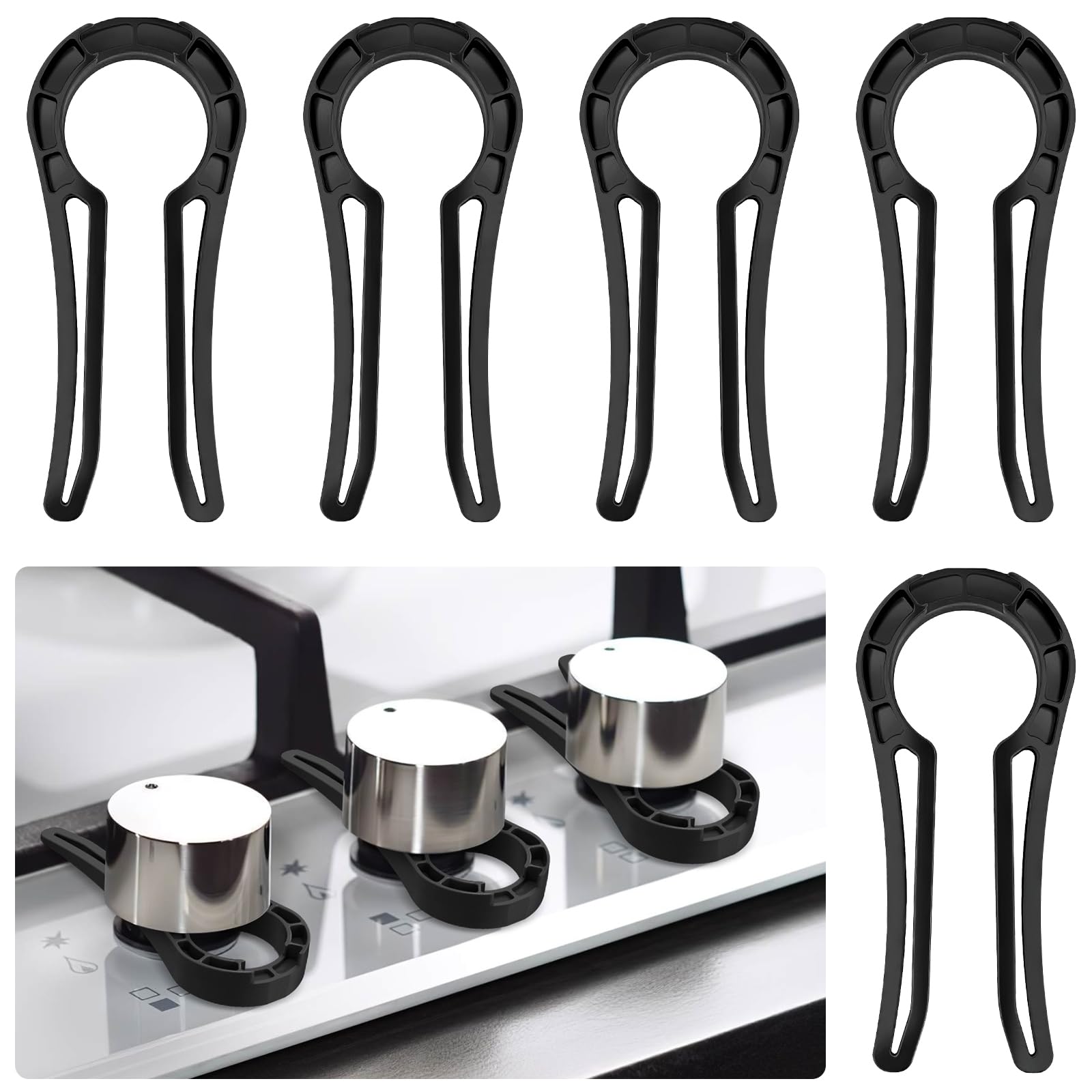 Jinyeda Gas Stove Knob Locks, 5 Pack Oven knob Covers for Child Safety, Child Proof Stove Knob Covers, Prevent Children or Pets from Accidentally