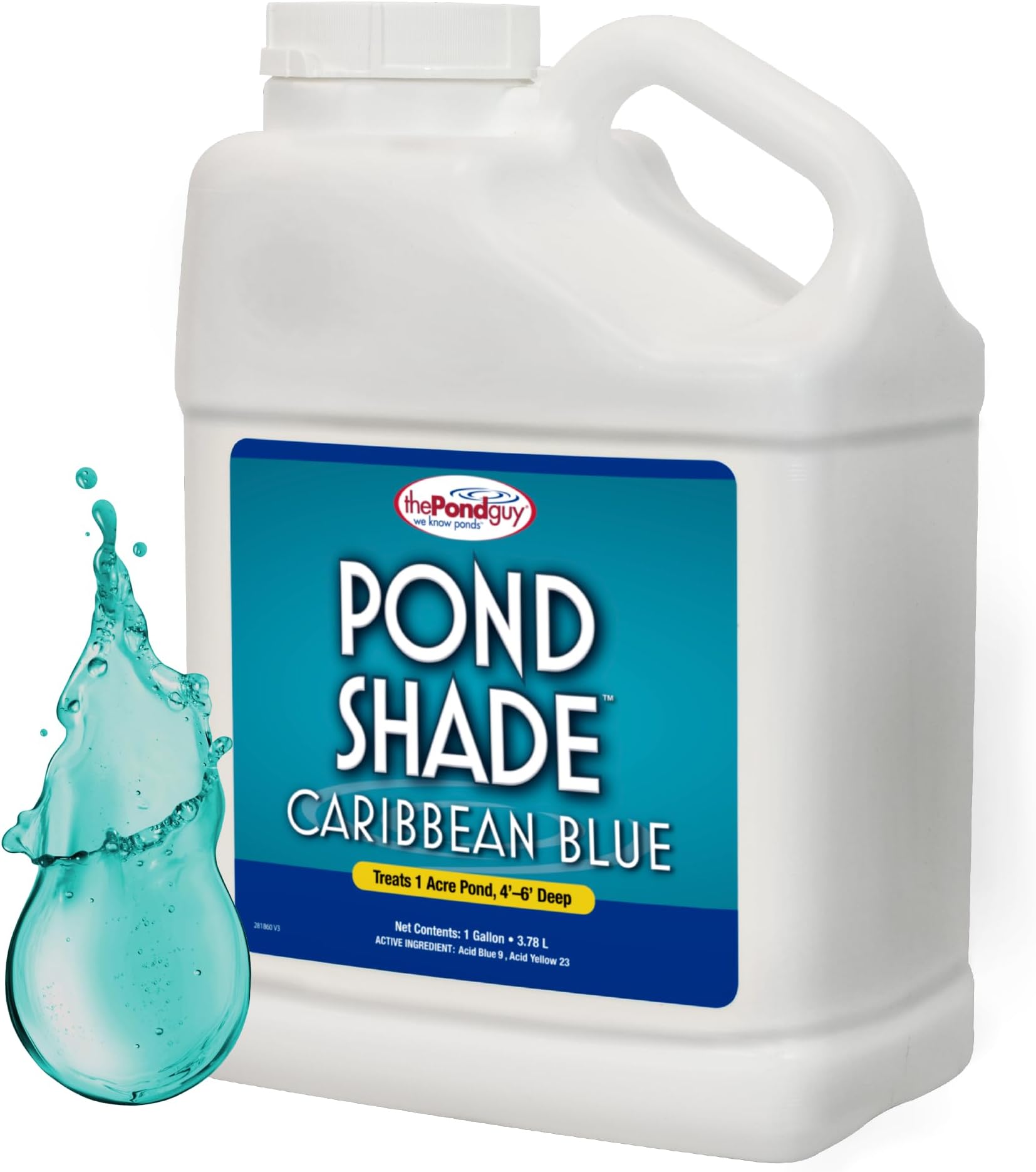 PondShade Concentrated Caribbean Blue Pond Dye, Easy to Apply Colorant for Beautiful Water, Safe for Fish, Pets, Livestock & Wildlife, 1 Gallon