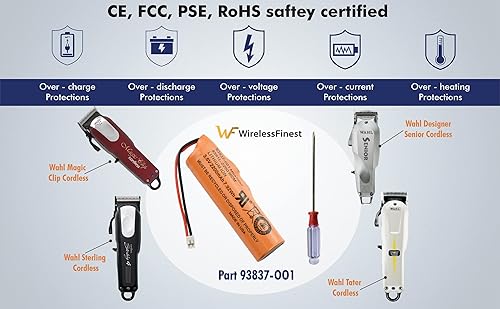 Miniatura 2 de Repuesto de batería para Wahl Magic Clipper Hair Cordless Designer Senior Sterling-4 Beretto Super Taper Part 93837-OO1 + reparación de herramientas