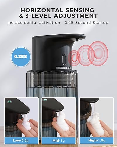 Miniatura 3 de Dispensador automático de jabón espumoso sin contacto, recargable de 10 oz10.1 fl oz, 3 niveles de espuma ajustables, IPX7 impermeable para cocina y