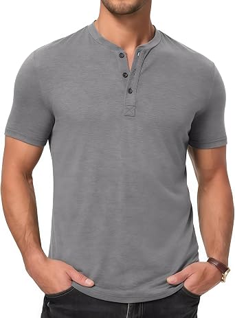 Mens Shirts Short Sleeve Casual Button T-Shirts Basic Tee Shirts Summer Vintage T Shirts Summer Essential Beach Must Have Indigo