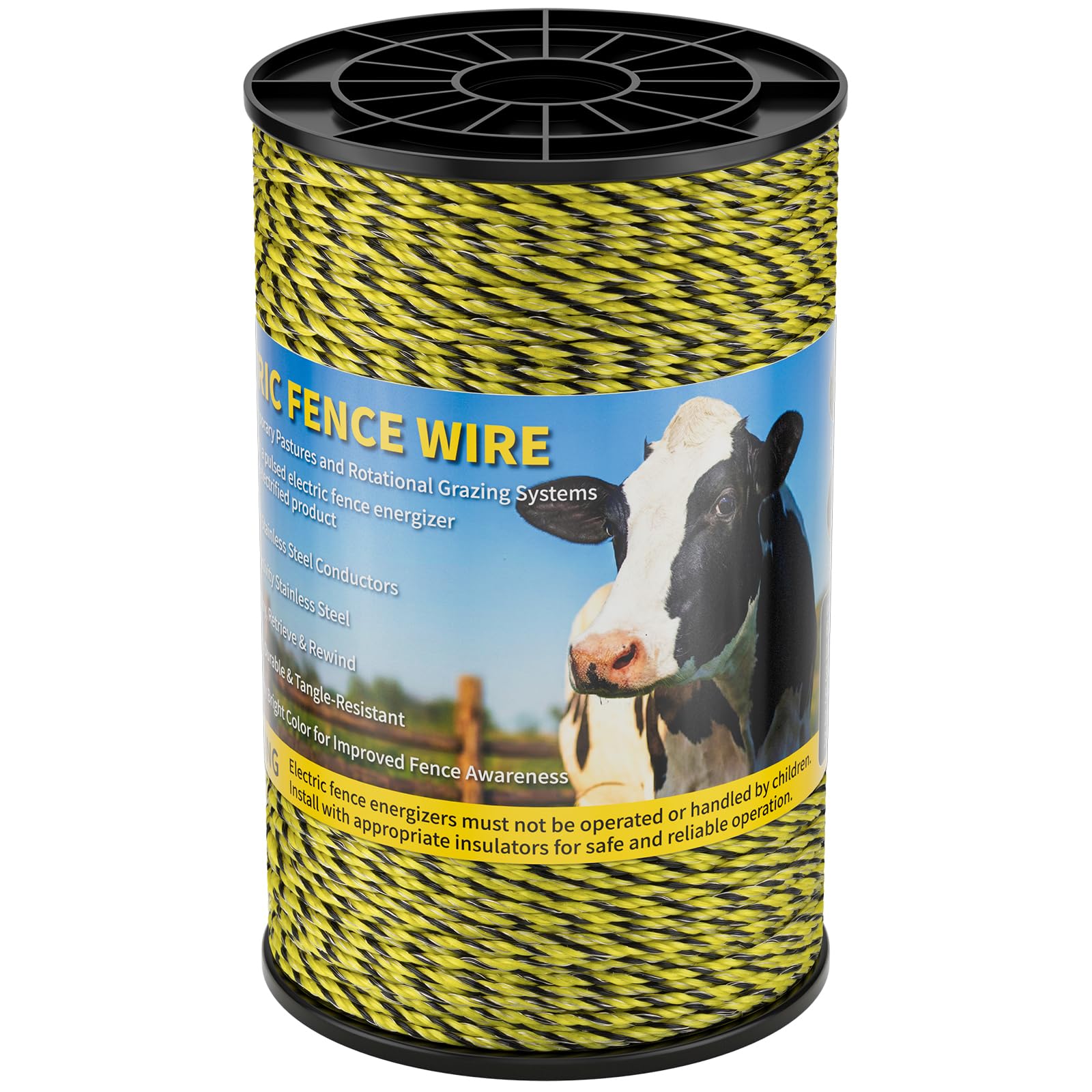 Photo 1 of HOKINETY Electric Fence Wire 1312Ft 400M- 6 Stainless Steel Strands Polywire for Reliable Conductivity - Electric Fence Poly Wire for Portable Livestock Fencing